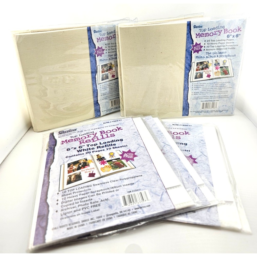 Scrapbook Memory Book Lot: 2 Memory Books + 3 Refill Packs Acid PVC Lignin Free